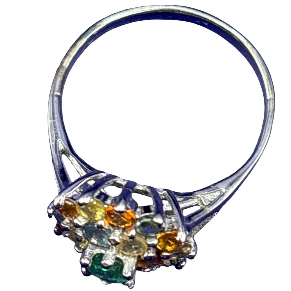 Multicolor Gemstone Cluster Ring Sapphire & Tourm… - image 6